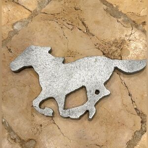 Poured alloy silver Mustang horse equestrian art